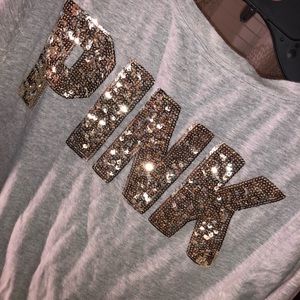 VS Pink sparkly campus tee